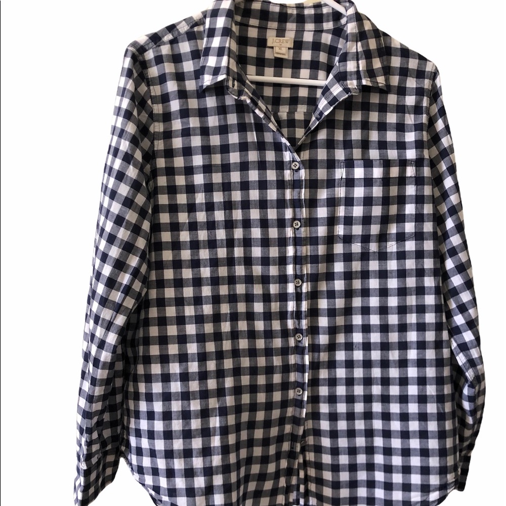 J. Crew blue/white check shirt